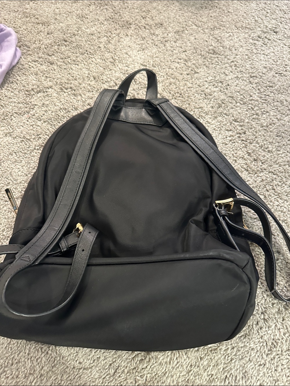 Michael Kors Black Nylon Backpack with Gold Accent Plate - Picture 4 of 4
